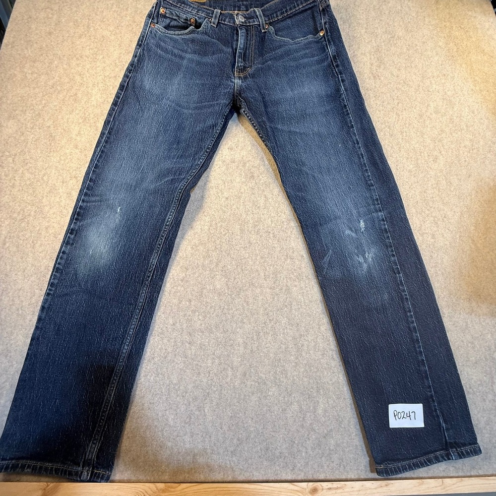 Levis 505 Regular Fit Straight Leg Jeans Mens W32 L32 Dark Wash Blue Denim